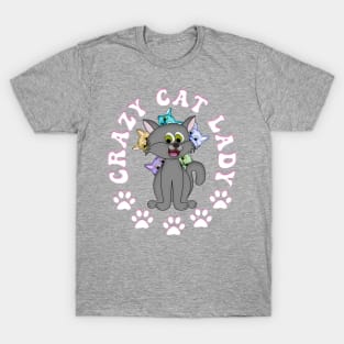 Cute CRAZY CAT LADY Cartoon T-Shirt